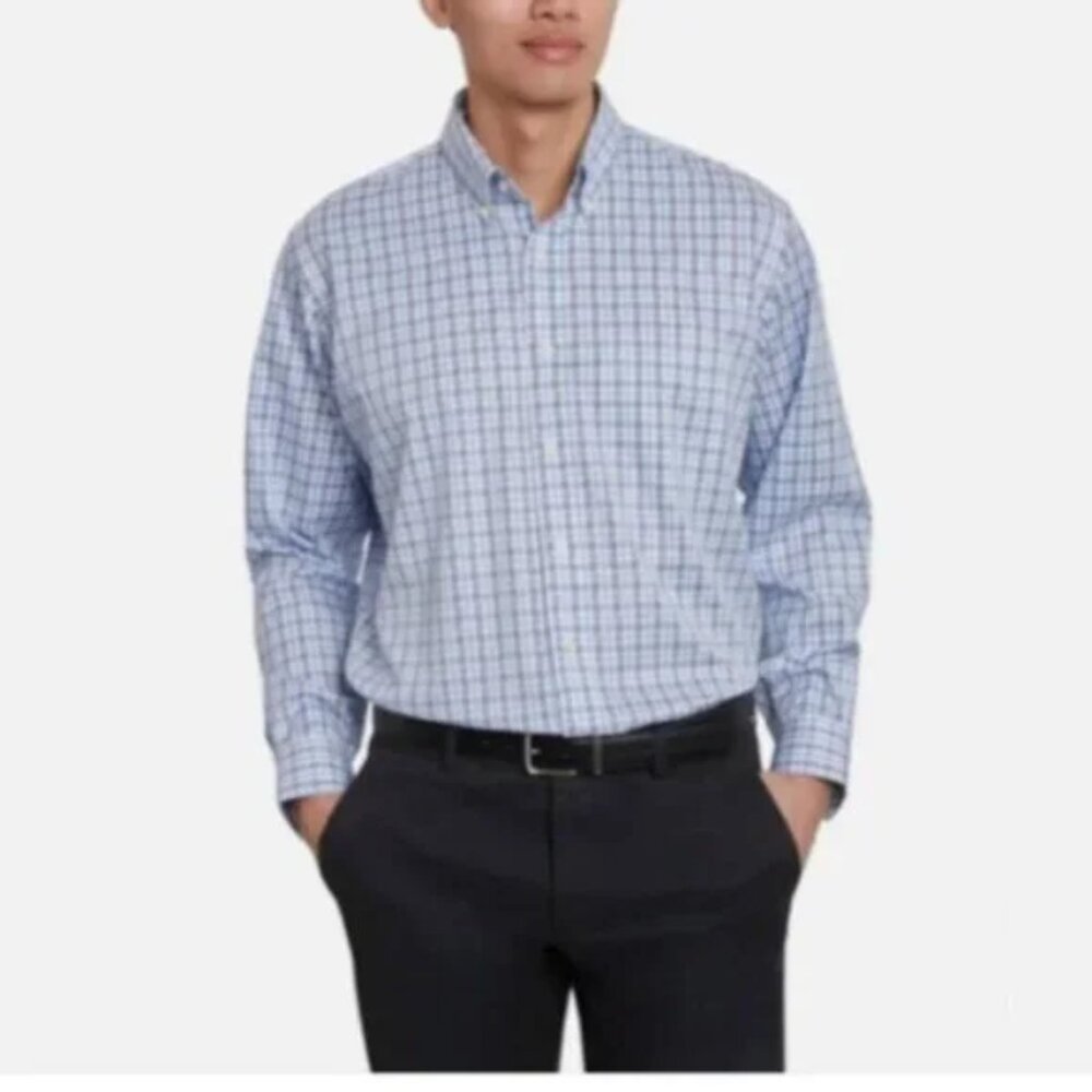 NWT Kirkland Signature Mens 16.5 X 36/37 Traditional Fit Button-Down Plaid